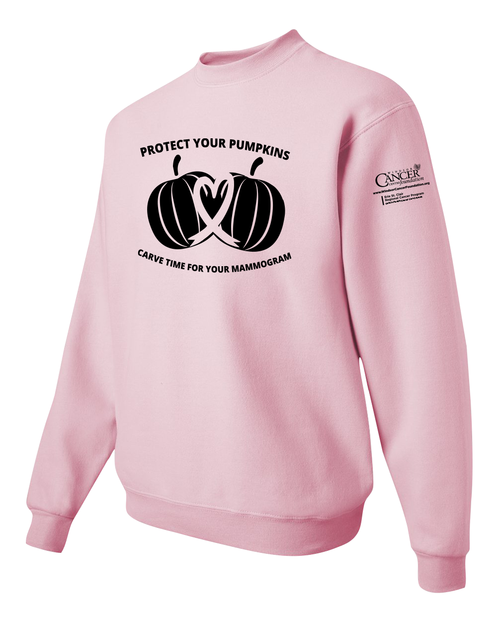 2025 Protect Your Pumpkins Mammogram Crewneck Sweatshirt, Classic Pink