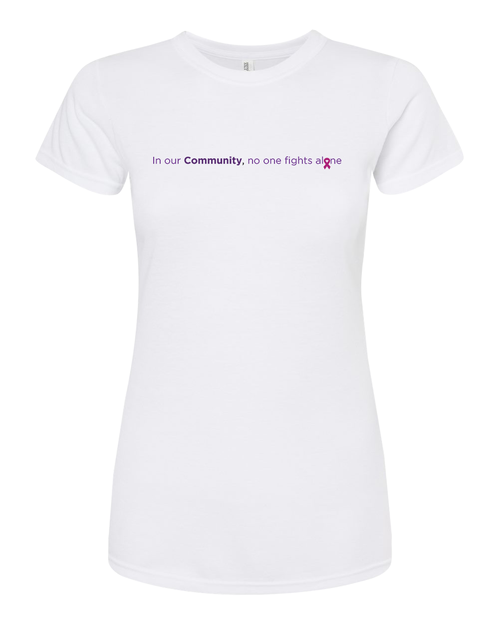 White Community Collection Fitted Tee with Choice of Ribbon