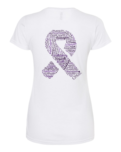 White Community Collection Fitted Tee with Choice of Ribbon