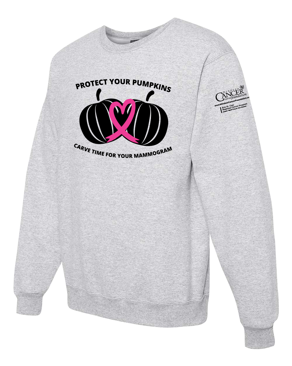 2025 Protect Your Pumpkins Mammogram Crewneck Sweatshirt, Ash