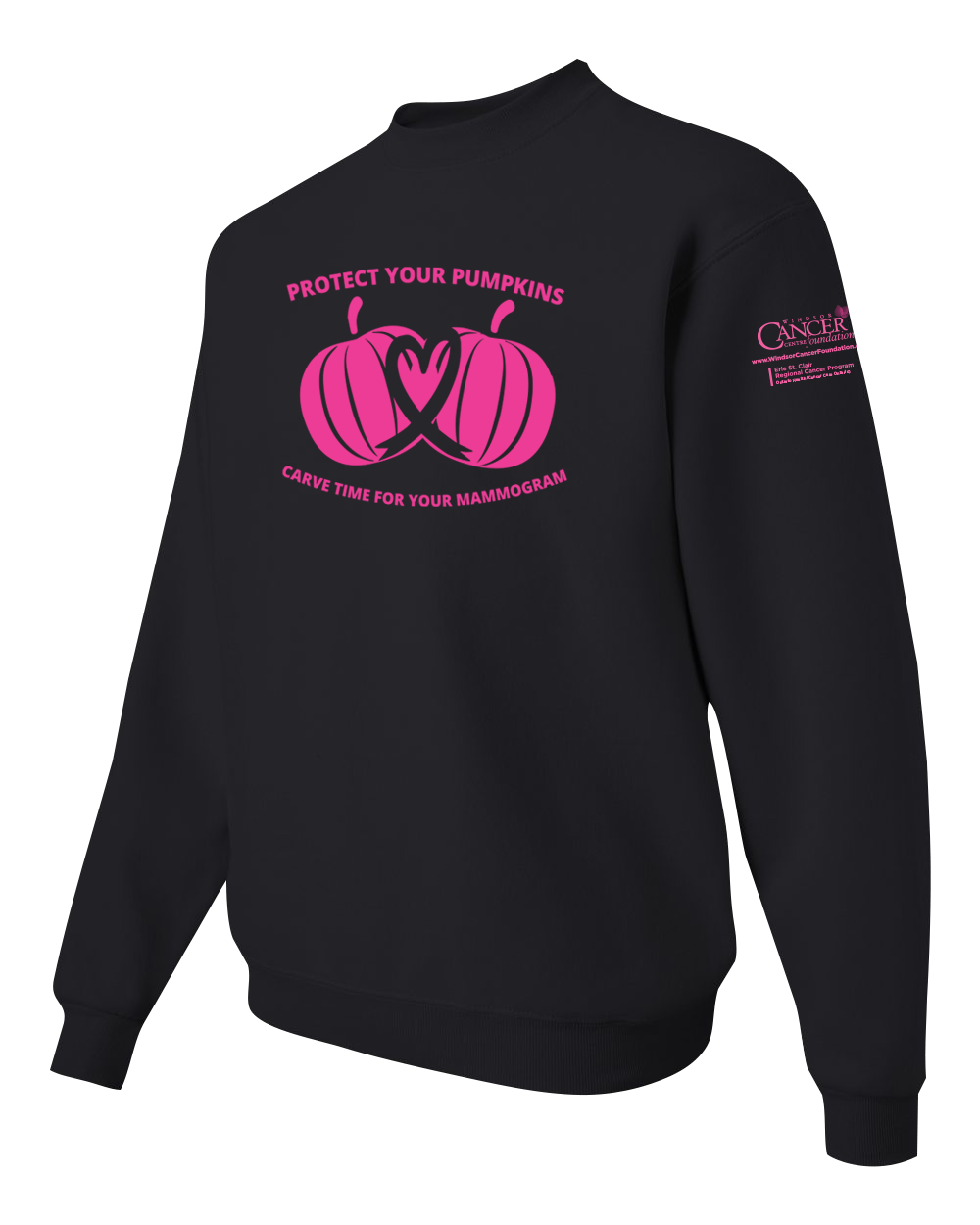 2025 Protect Your Pumpkins Mammogram Crewneck Sweatshirt, Black