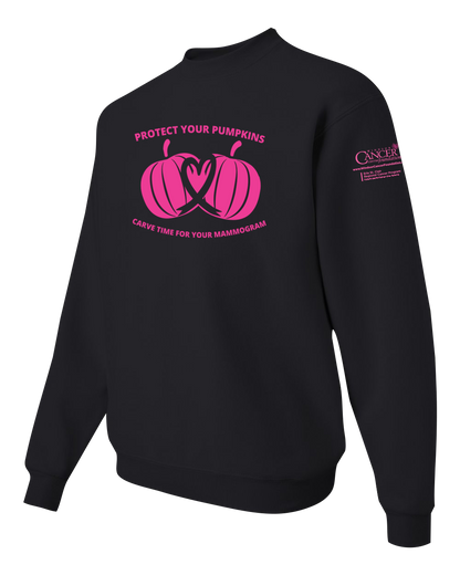 2025 Protect Your Pumpkins Mammogram Crewneck Sweatshirt, Black