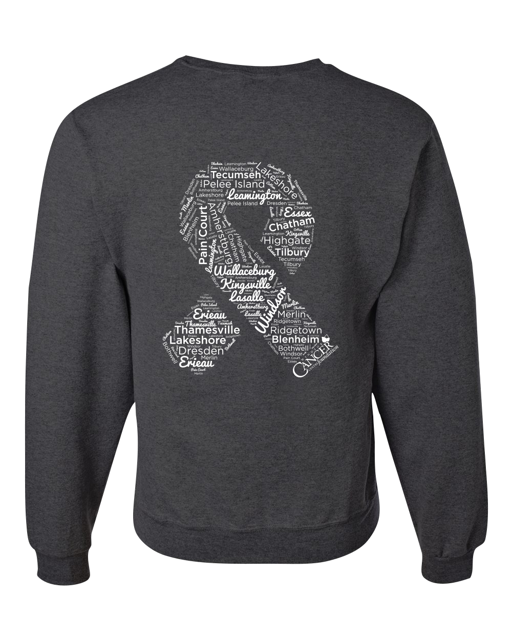 Heather Black Community Collection Crewneck with Choice of Ribbon