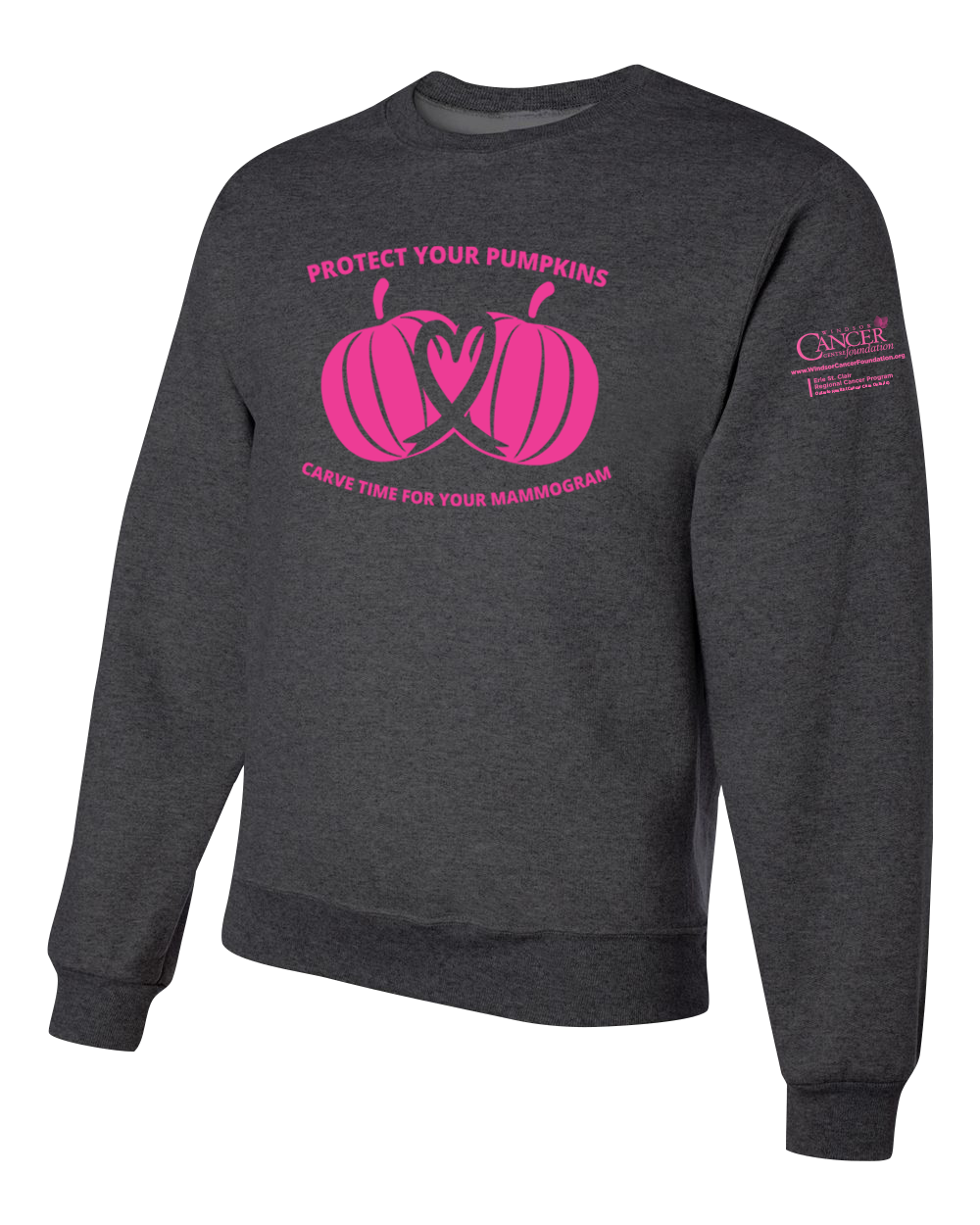 2025 Protect Your Pumpkins Mammogram Crewneck Sweatshirt, Heather Black