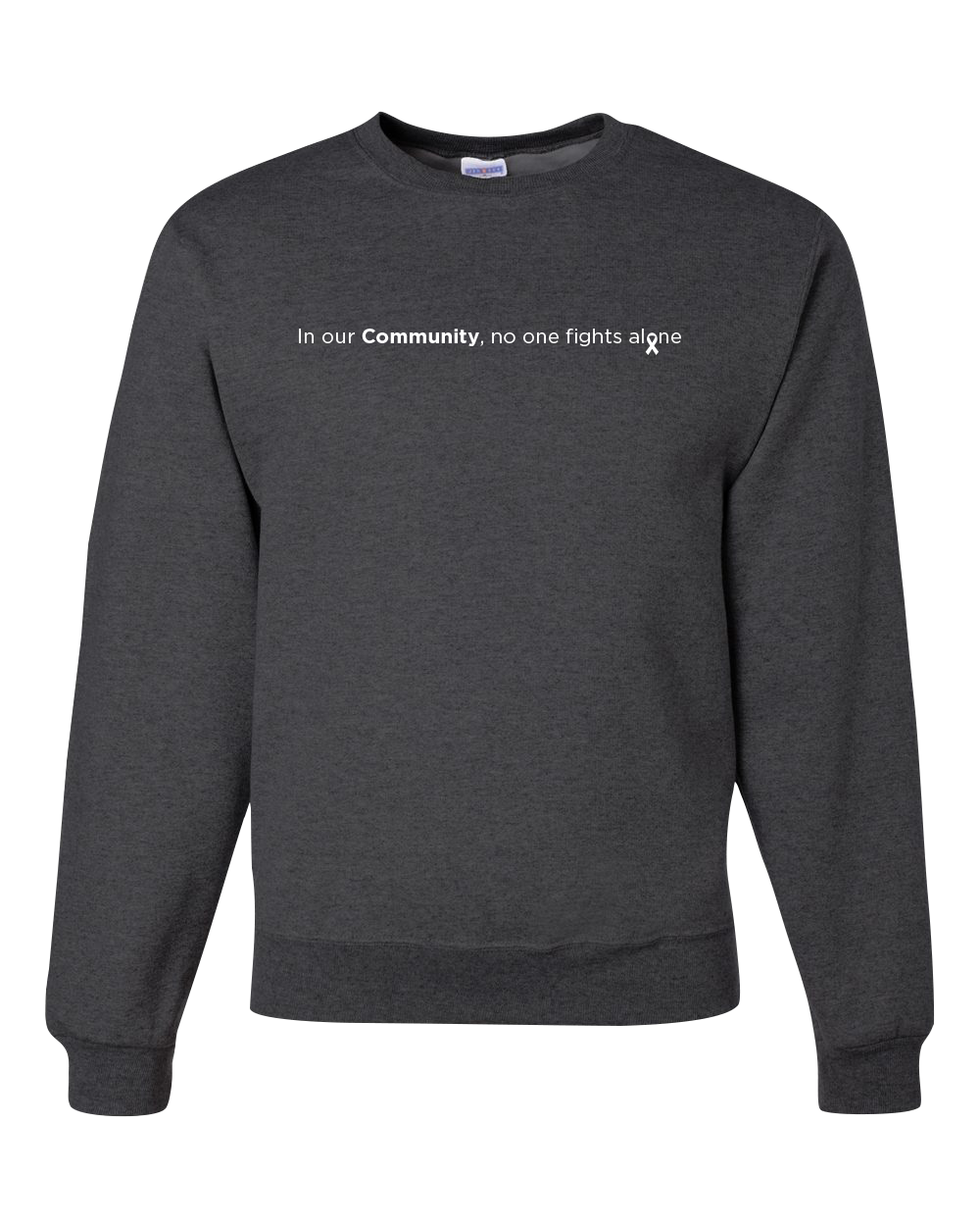 Heather Black Community Collection Crewneck with Choice of Ribbon