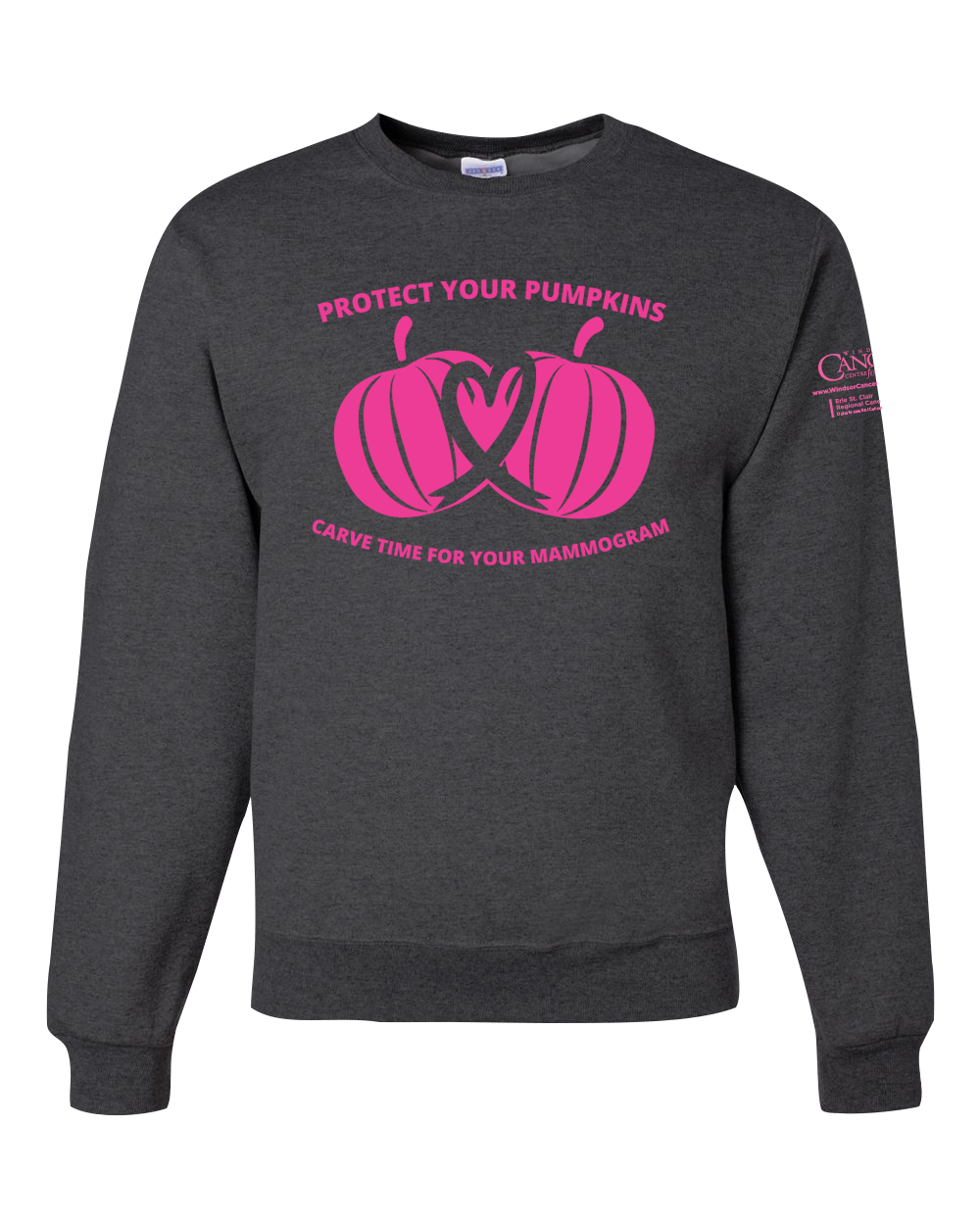 2025 Protect Your Pumpkins Mammogram Crewneck Sweatshirt, Heather Black