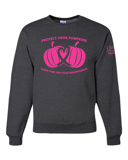 2025 Protect Your Pumpkins Mammogram Crewneck Sweatshirt, Heather Black