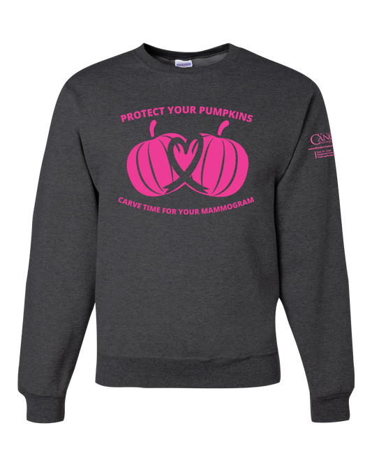 2025 Protect Your Pumpkins Mammogram Crewneck Sweatshirt, Heather Black