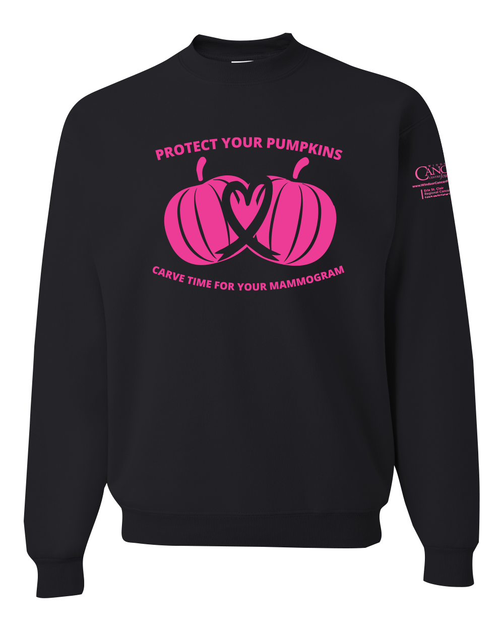 2025 Protect Your Pumpkins Mammogram Crewneck Sweatshirt, Black