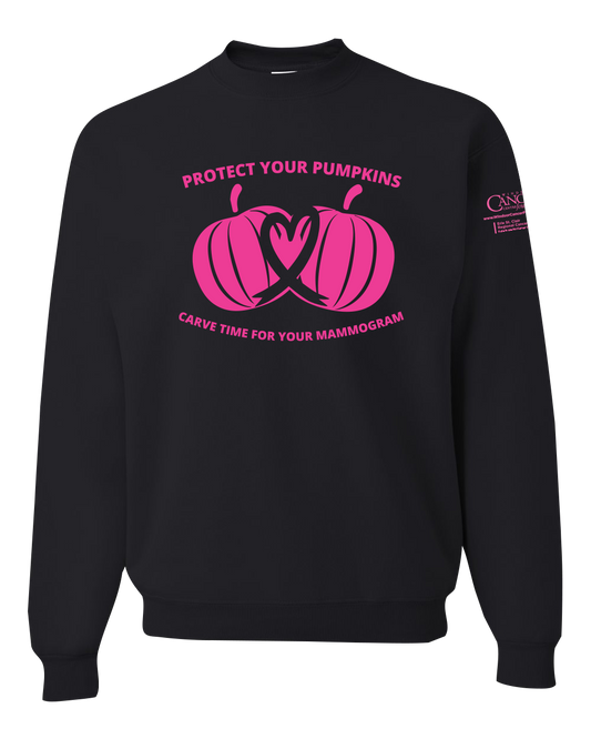 2025 Protect Your Pumpkins Mammogram Crewneck Sweatshirt, Black