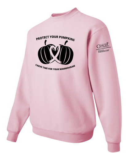 2025 Protect Your Pumpkins Mammogram Crewneck Sweatshirt, Classic Pink