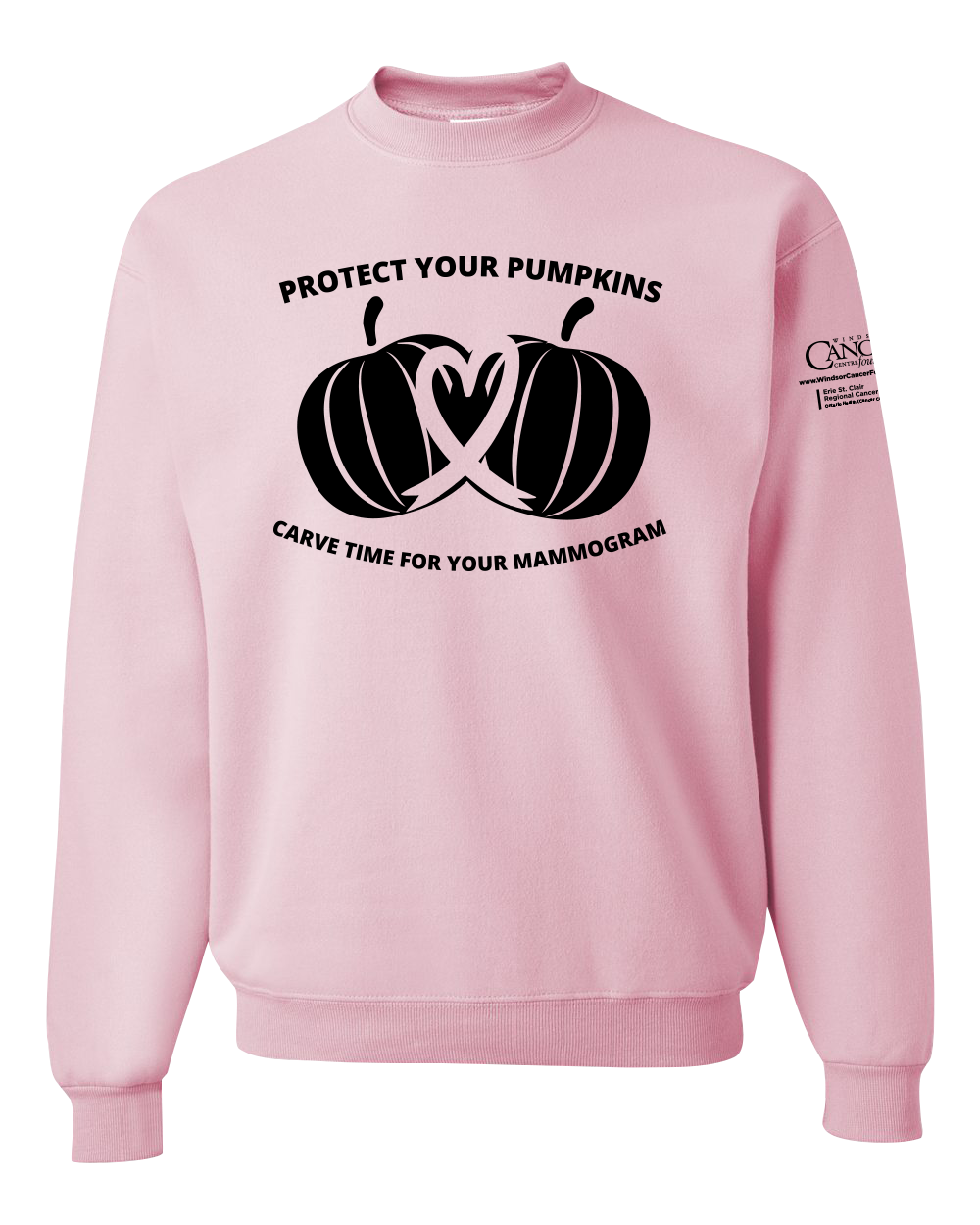 2025 Protect Your Pumpkins Mammogram Crewneck Sweatshirt, Classic Pink