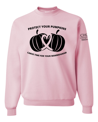 2025 Protect Your Pumpkins Mammogram Crewneck Sweatshirt, Classic Pink