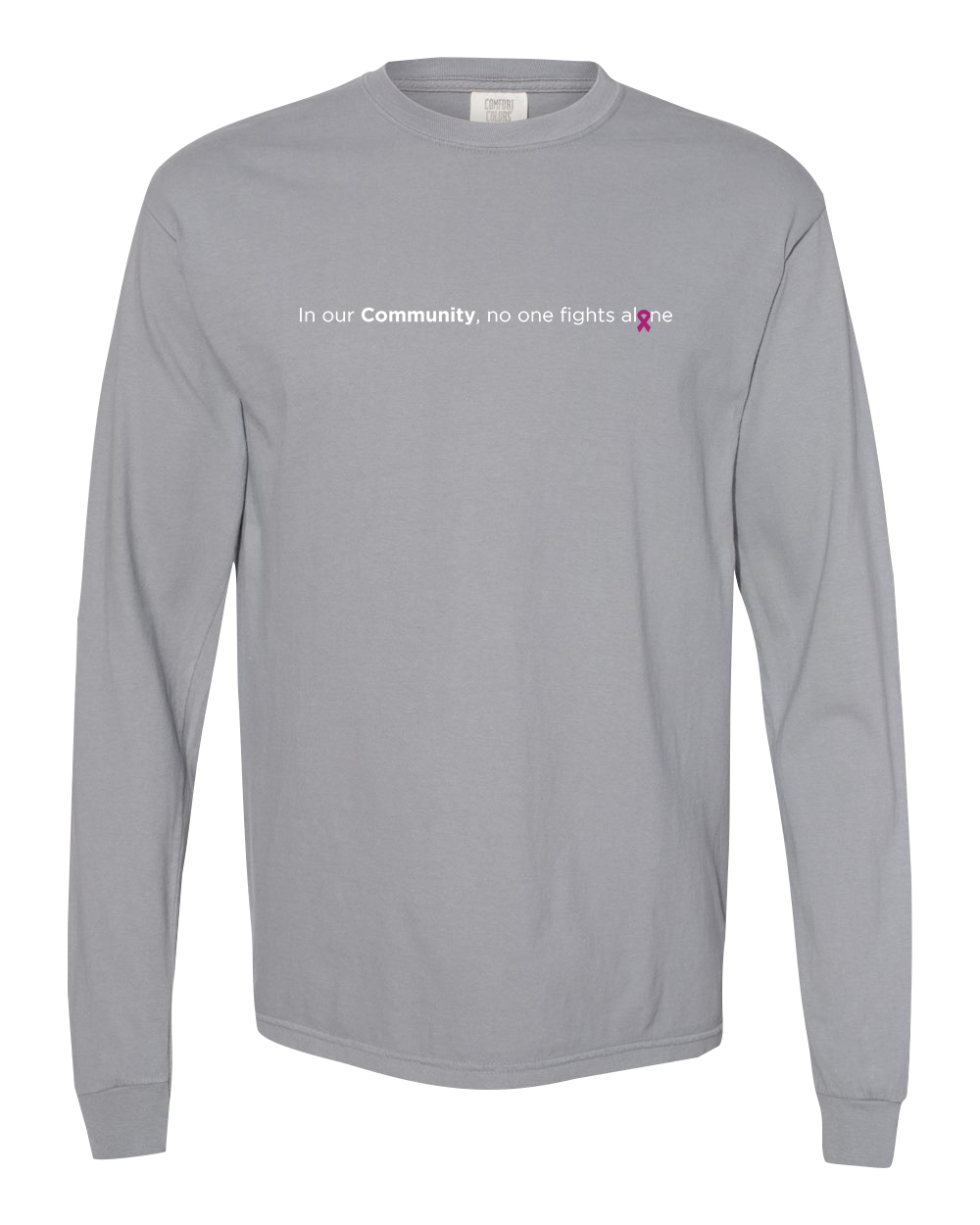 Grey Community Collection Long Sleeve Tee with Choice of Ribbon