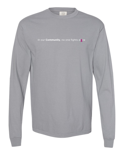 Grey Community Collection Long Sleeve Tee with Choice of Ribbon