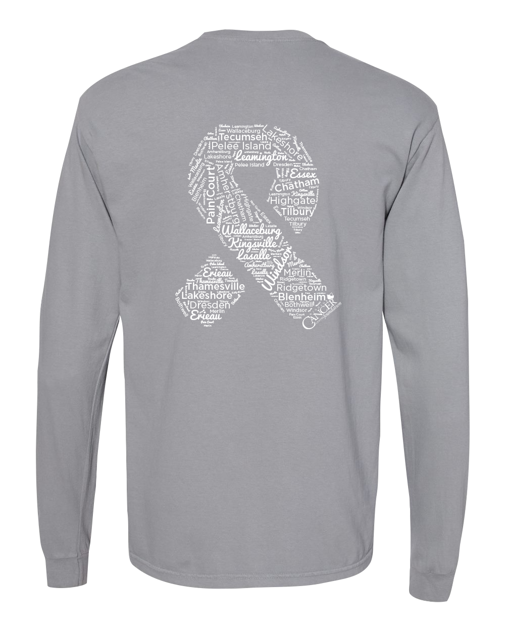 Grey Community Collection Long Sleeve Tee with Choice of Ribbon