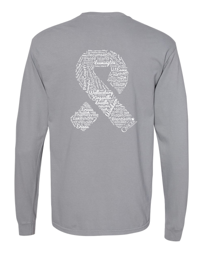 Grey Community Collection Long Sleeve Tee with Choice of Ribbon