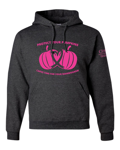 2025 Protect Your Pumpkins Mammogram Hoodie, Unisex Fit, Heather Black