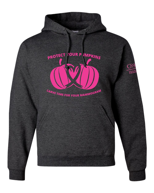 2025 Protect Your Pumpkins Mammogram Hoodie, Unisex Fit, Heather Black