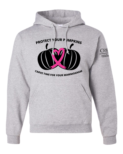 2025 Protect Your Pumpkins Mammogram Hoodie, Unisex Fit, Ash