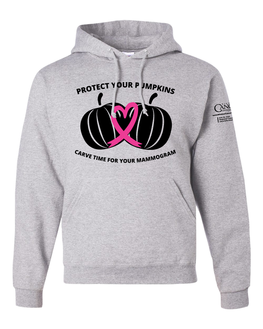 2025 Protect Your Pumpkins Mammogram Hoodie, Unisex Fit, Ash