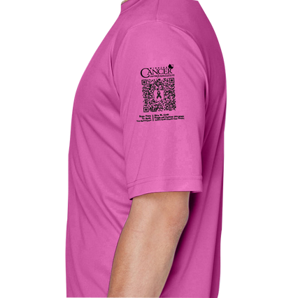 Pink crewneck t-shirt with black pumpkin design and text for protect your pumpkins and mammogram screening