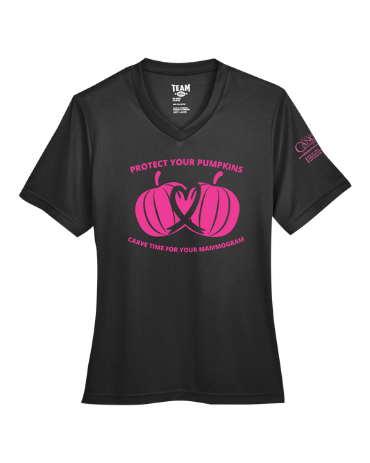 2025 Protect Your Pumpkins Mammogram Short Sleeve, V-Neck, Contoured Fit, Black