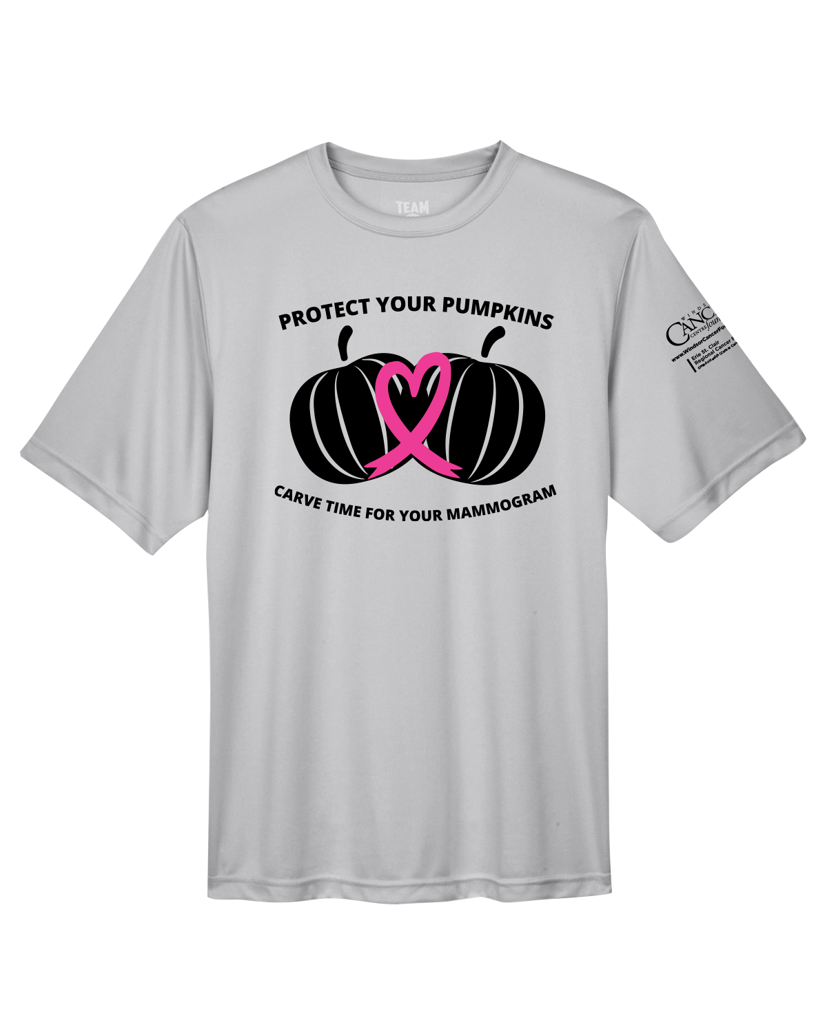 2025 Protect Your Pumpkins Short Sleeve Mammogram, Crew-Neck, Unisex Fit, Grey