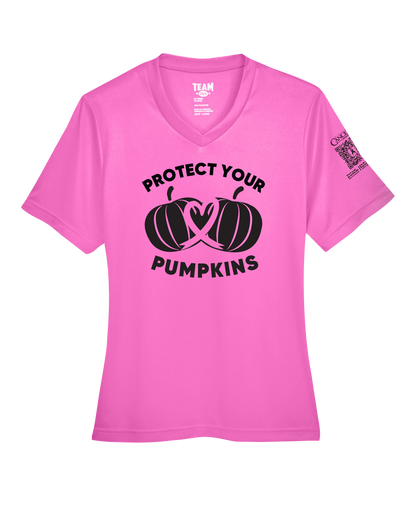 2024 Protect Your Pumpkins Short Sleeve, V-Neck, Contoured Fit, Pink