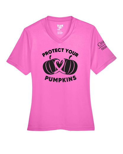 2024 Protect Your Pumpkins Short Sleeve, V-Neck, Contoured Fit, Pink