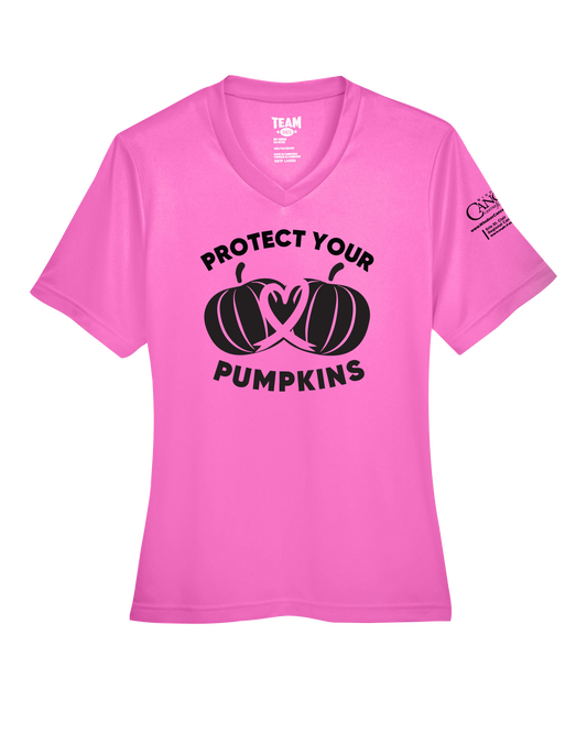 2024 Protect Your Pumpkins Short Sleeve, V-Neck, Contoured Fit, Pink